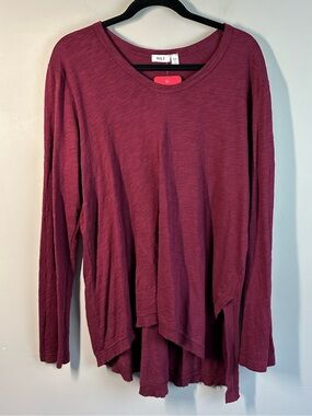 NWT Wilt Long Sleeve Asymmetrical Tunic In Berry Size L Lagenlook Minimalist